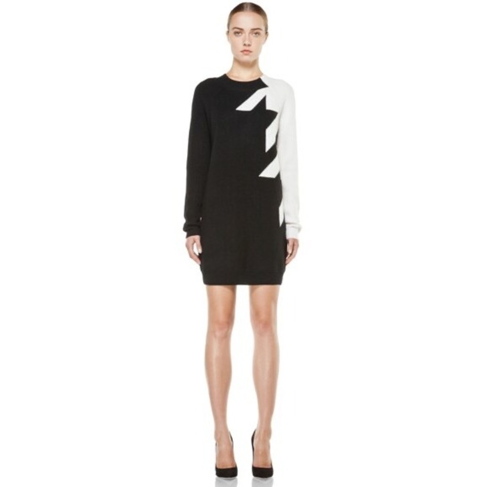 Phillip Lim Merino Wool Houndstooth Sweater Tunic in Black and Cream Size XS